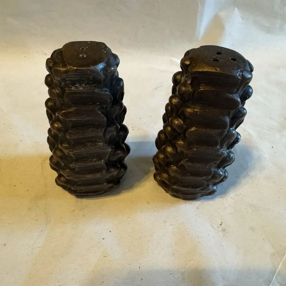 Vintage Brass Pinecone Salt And Pepper Shakers Rustic Nature Inspired Home Decor